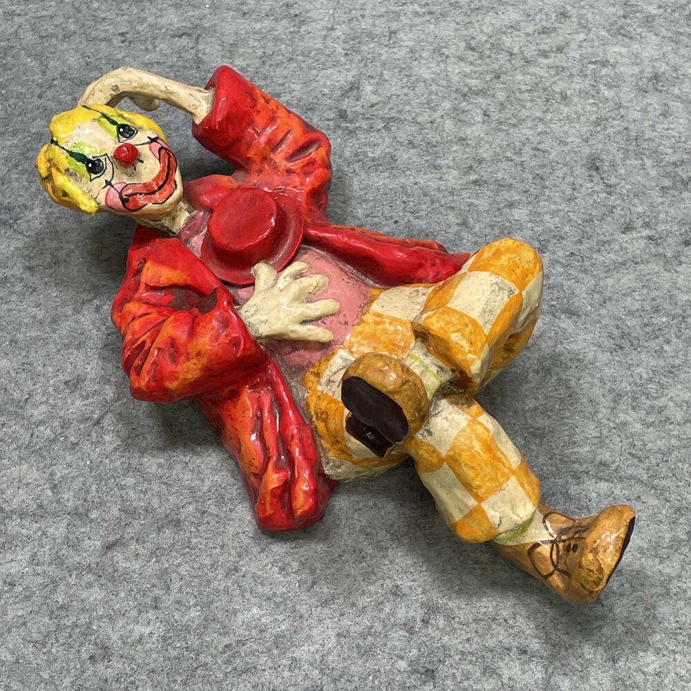 Vtg 60-70's Papier-mâché Clown Figurine Artist Alvarez Meifiso Checkered Blonde